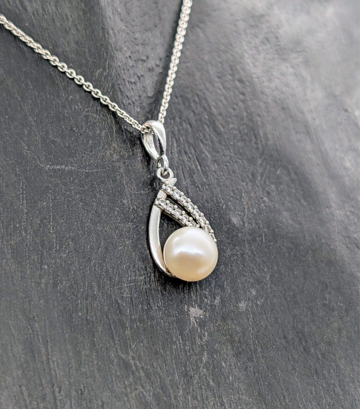 Perlen Anhänger mit kette 46cm 925 Sterling Silber 3,80Gramm