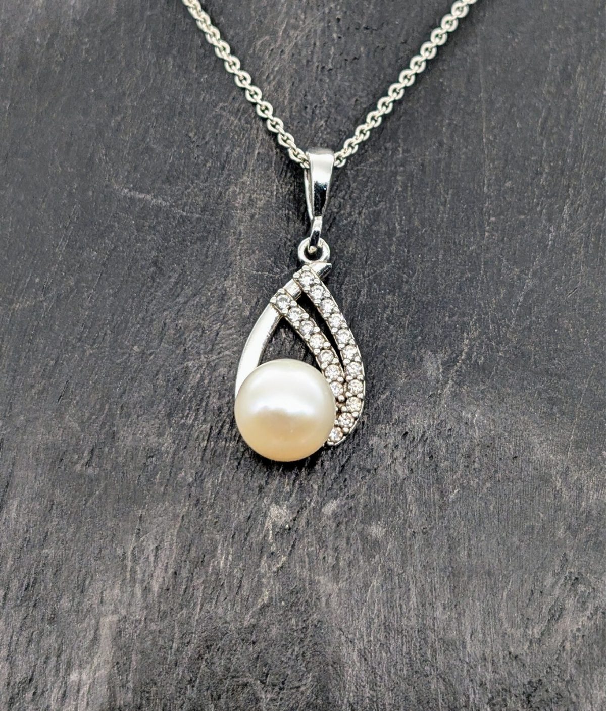 Perlen Anhänger mit kette 46cm 925 Sterling Silber 3,80Gramm