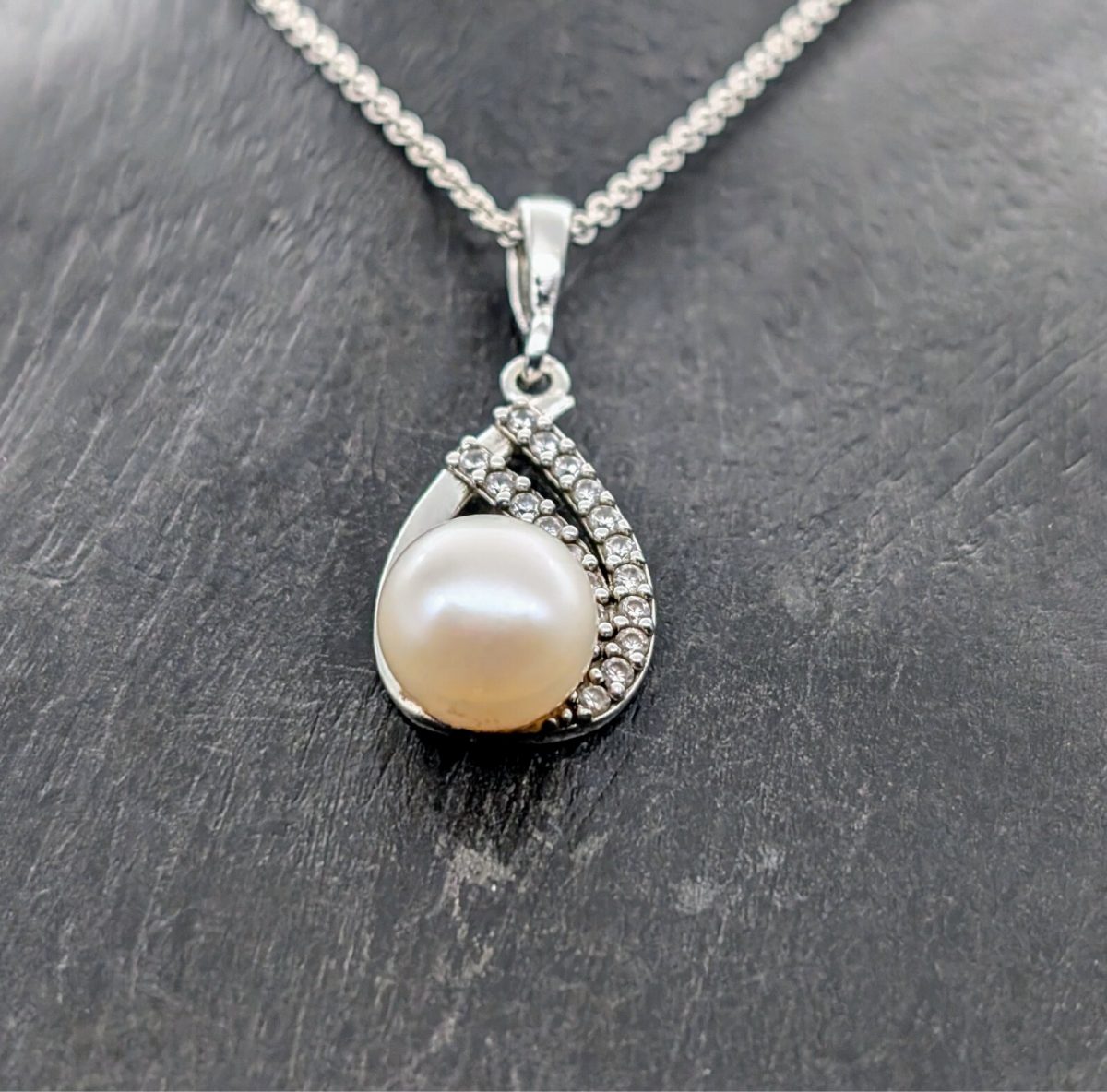 Perlen Anhänger mit kette 46cm 925 Sterling Silber 3,80Gramm