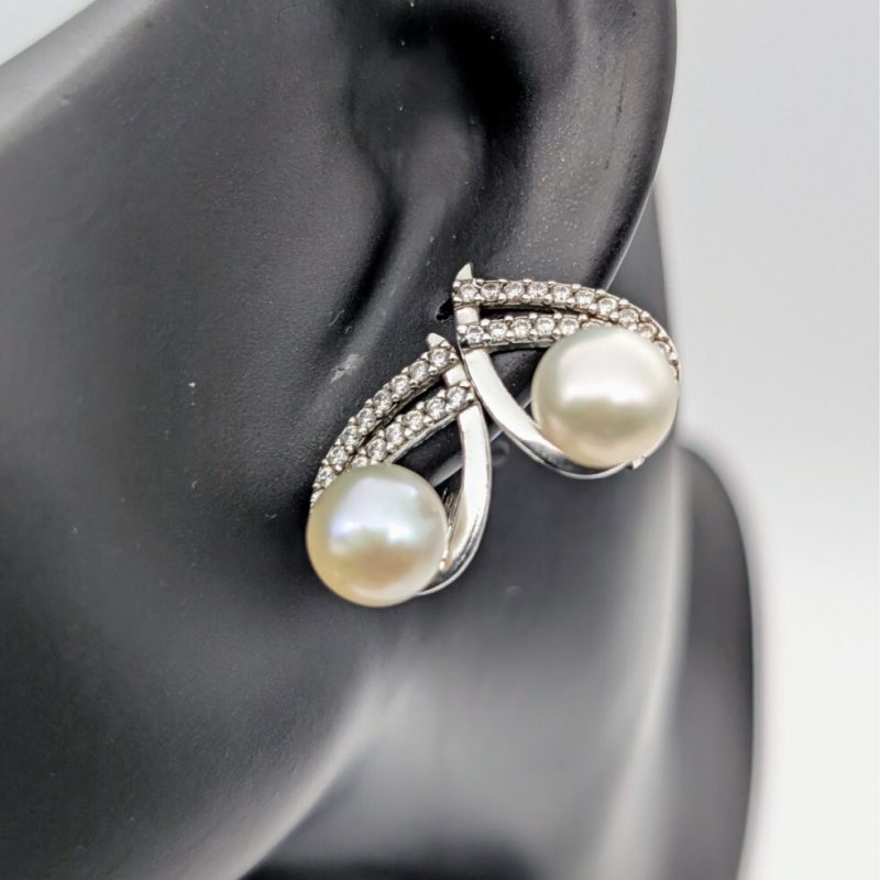 Perlen Creolen 925 Sterling Silber 6,30Gramm Ohrringe Ohrclips