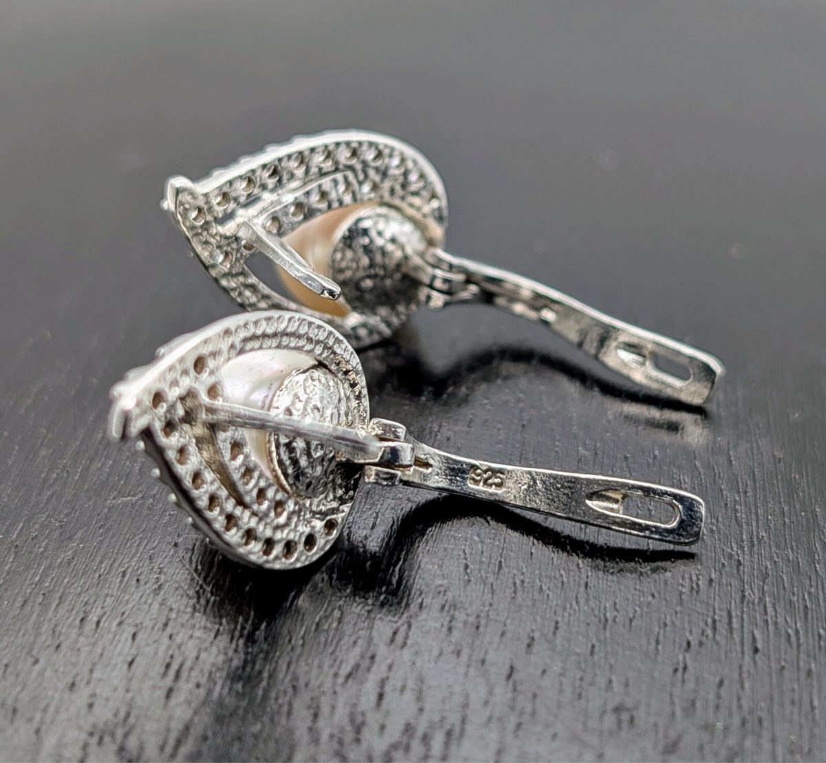 Perlen Creolen 925 Sterling Silber 6,30Gramm Ohrringe Ohrclips