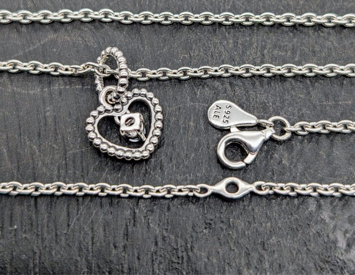 Pandora Herz Anhänger mit kette 60cm 925 ALE Sterling Silber 8,30Gramm