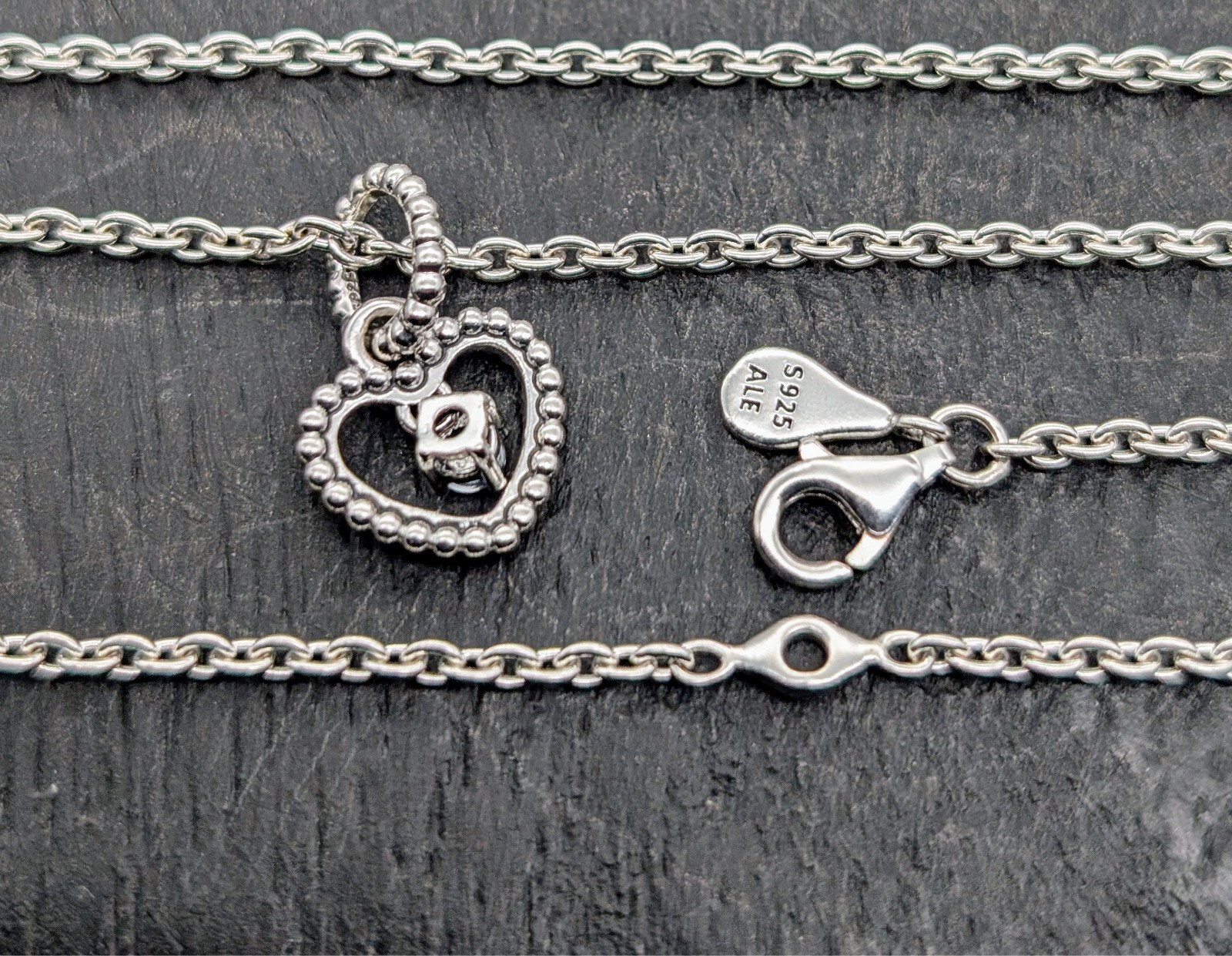 Pandora Herz Anhänger mit kette 60cm 925 ALE Sterling Silber 8,30Gramm