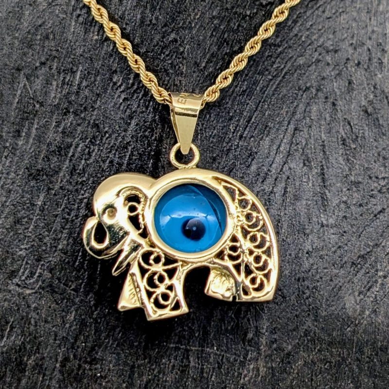 Elephanten Anhänger Auge 585/14K Gelbgold für Halsketten 2,35Gr. #741