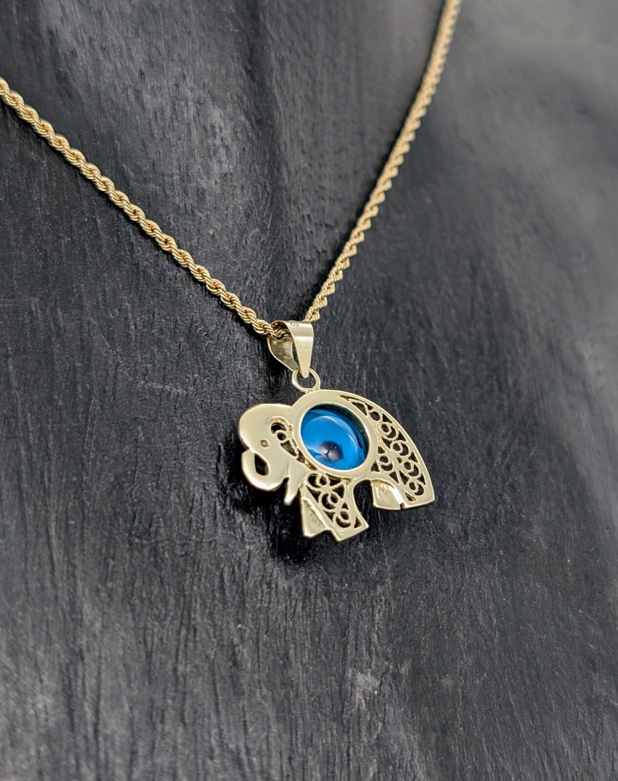 Elephanten Anhänger Auge 585/14K Gelbgold für Halsketten 2,35Gr. #741