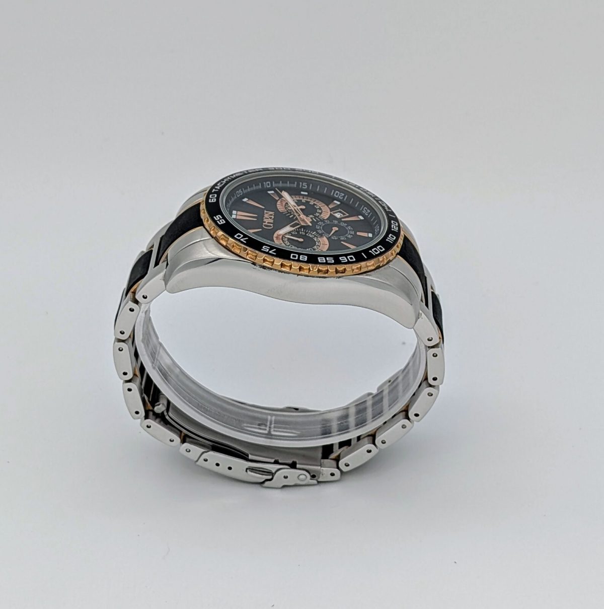 Christ Date Chronograph 100M Quarz Uhr Black Dial Stahl Ø45mm #779