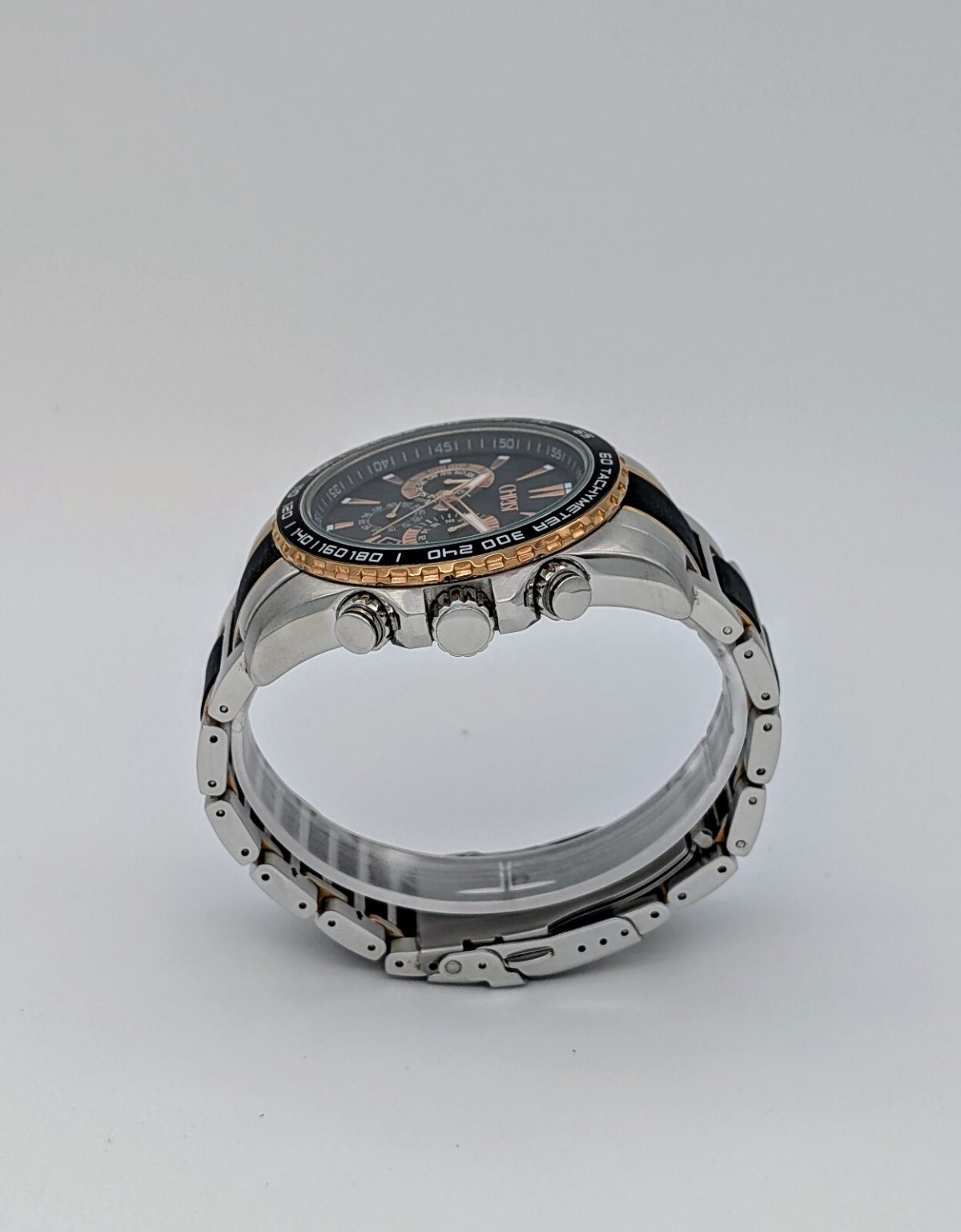 Christ Date Chronograph 100M Quarz Uhr Black Dial Stahl Ø45mm #779