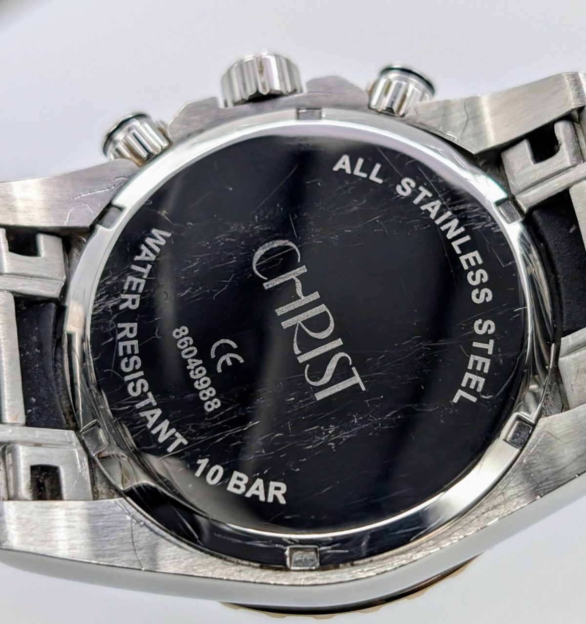 Christ Date Chronograph 100M Quarz Uhr Black Dial Stahl Ø45mm #779