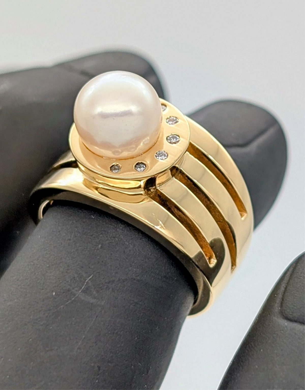 Jette Joop 750/18K Gelbgold 0,29ct Brillant Ring - 20,10g - Perlenring #1370