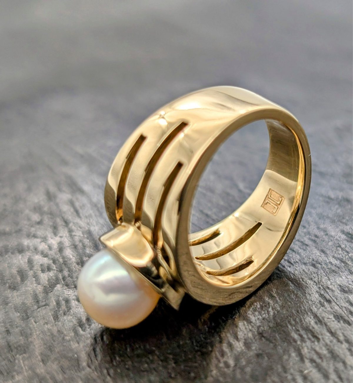 Jette Joop 750/18K Gelbgold 0,29ct Brillant Ring - 20,10g - Perlenring #1370
