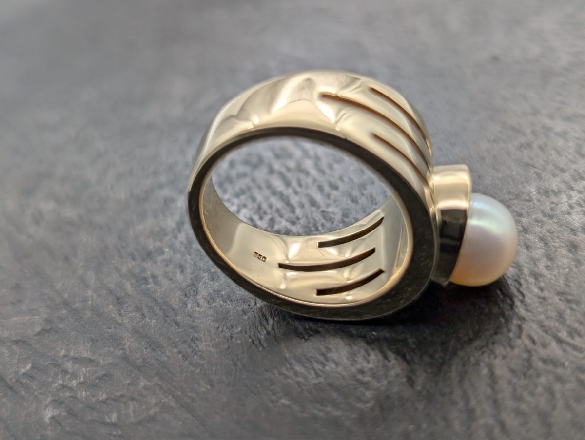 Jette Joop 750/18K Gelbgold 0,29ct Brillant Ring - 20,10g - Perlenring #1370