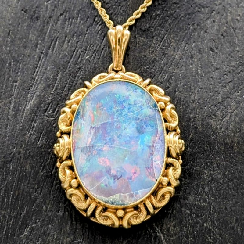 585/14K Gelbgold Vintage Opal Anhänger - 7,50 gr - für Halsketten #1225