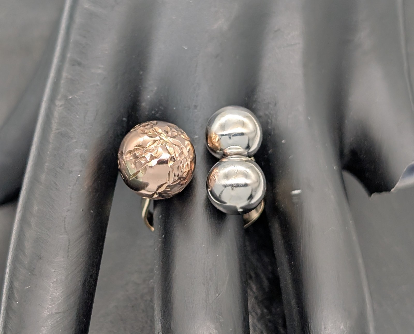 585/14K Tricolorgold Kugelring Siegelring - 3,95g - Damenring #1408