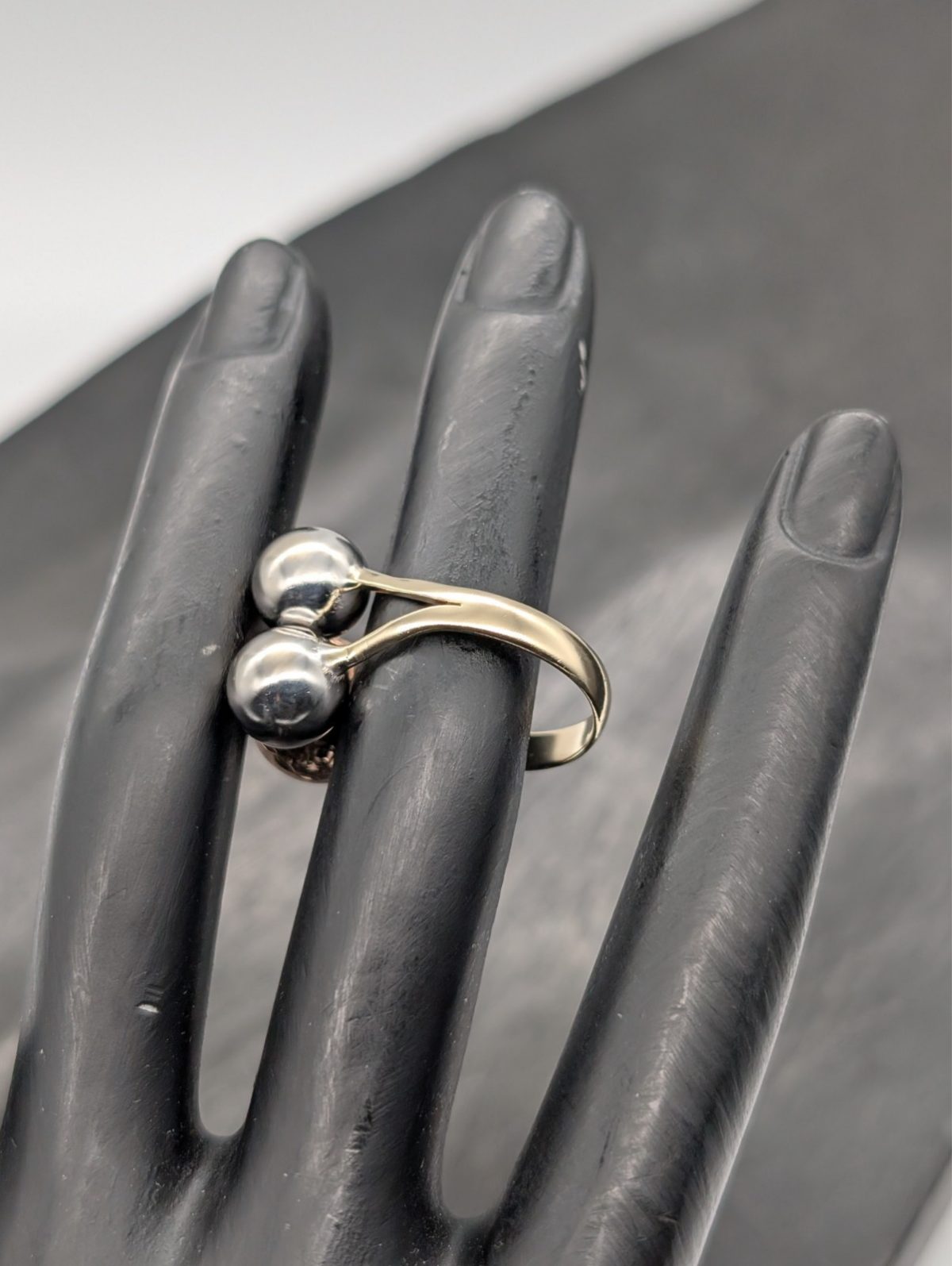585/14K Tricolorgold Kugelring Siegelring - 3,95g - Damenring #1408