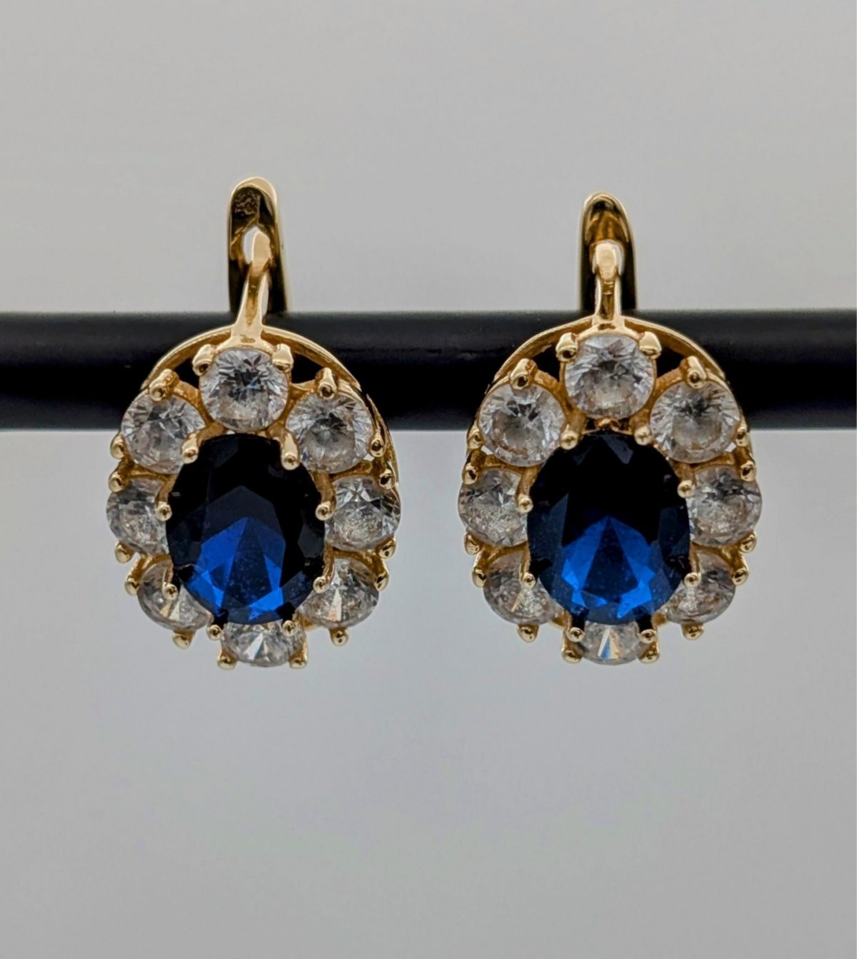 585/14K Gelbgold Onyx Edelstein Creolen- 5g - Ohrstecker Ohrringe #1414