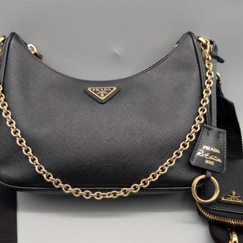 Prada Re-Edition 2005 Ref. 1BH204 Damen Tasche Saffiano Lux Leder Nero 1 #1383