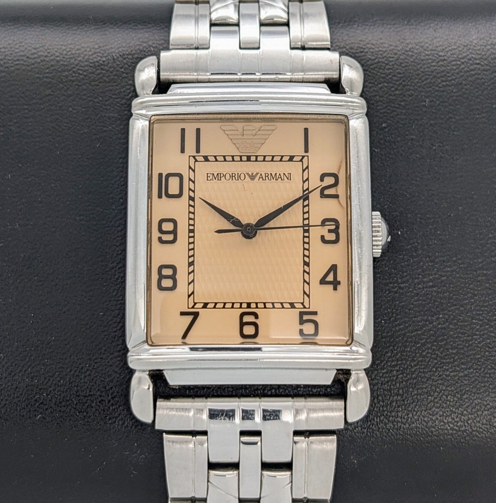 Emporio Armani AR0403 Champagner Art-Deco Tank Stil Quarz Ø29mm Uhr #1340