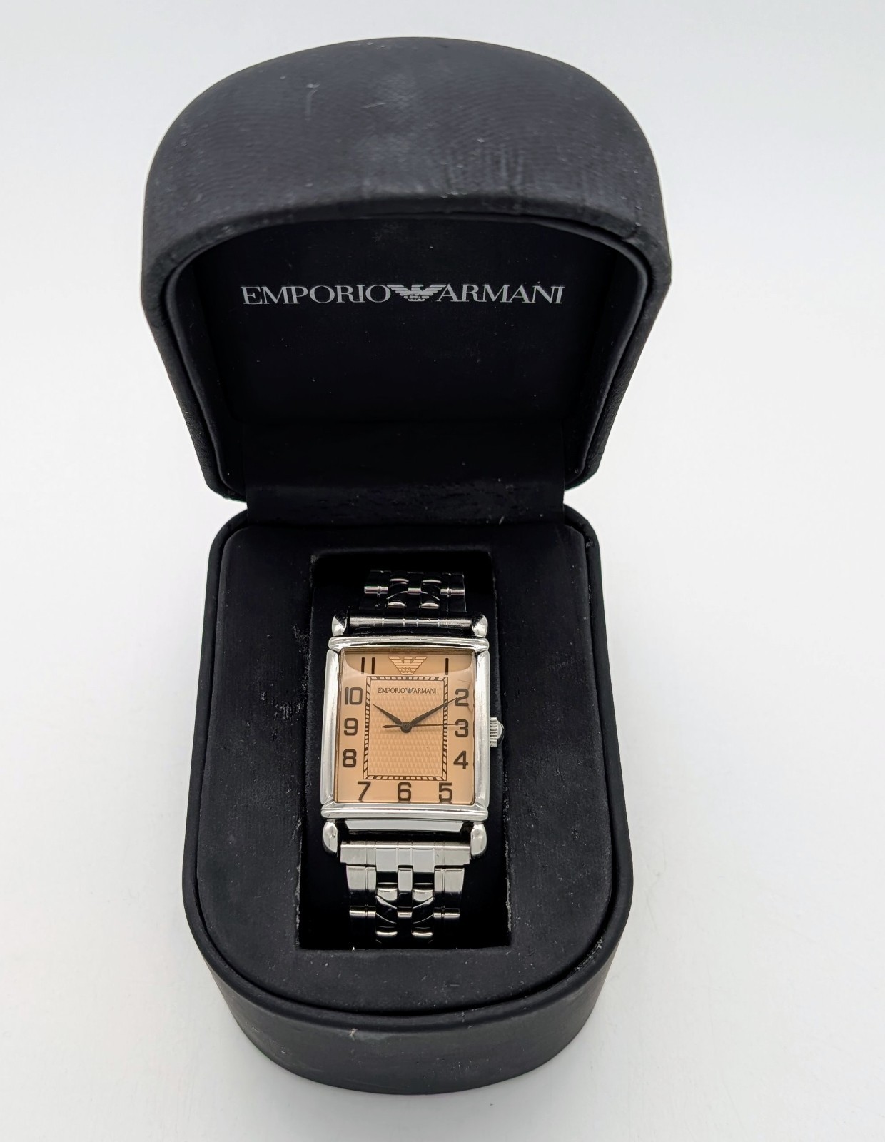 Emporio Armani AR0403 Champagner Art-Deco Tank Stil Quarz Ø29mm Uhr #1340