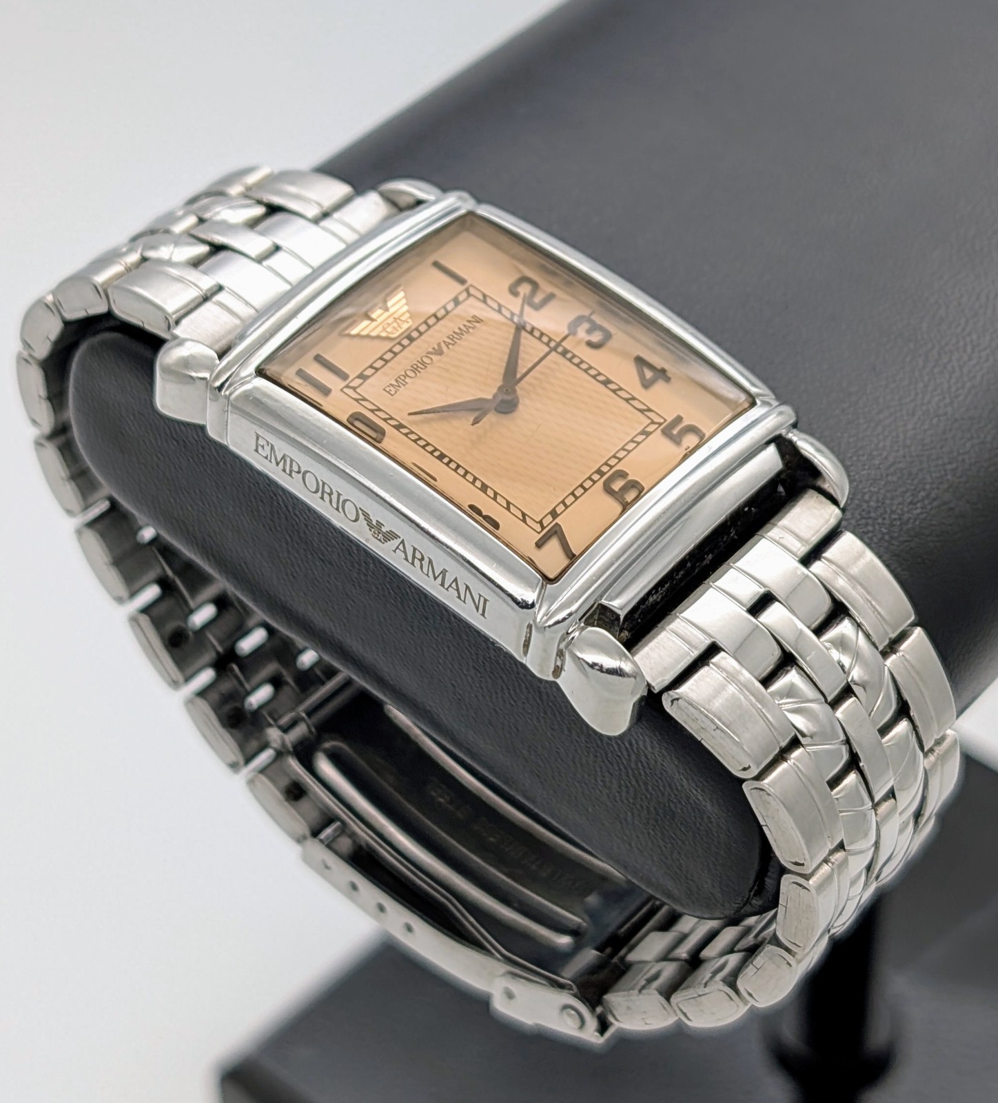 Emporio Armani AR0403 Champagner Art-Deco Tank Stil Quarz Ø29mm Uhr #1340