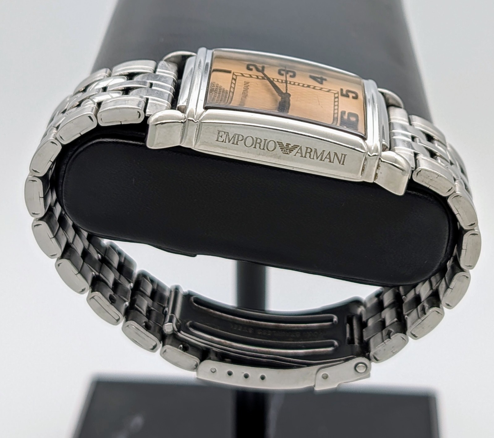 Emporio Armani AR0403 Champagner Art-Deco Tank Stil Quarz Ø29mm Uhr #1340