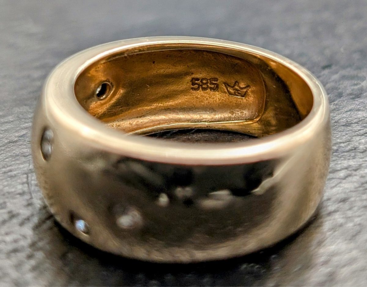 585/14K Gelbgold 0,29ct Brillant Ring Siegelring - 7,80g - Damenring #1371