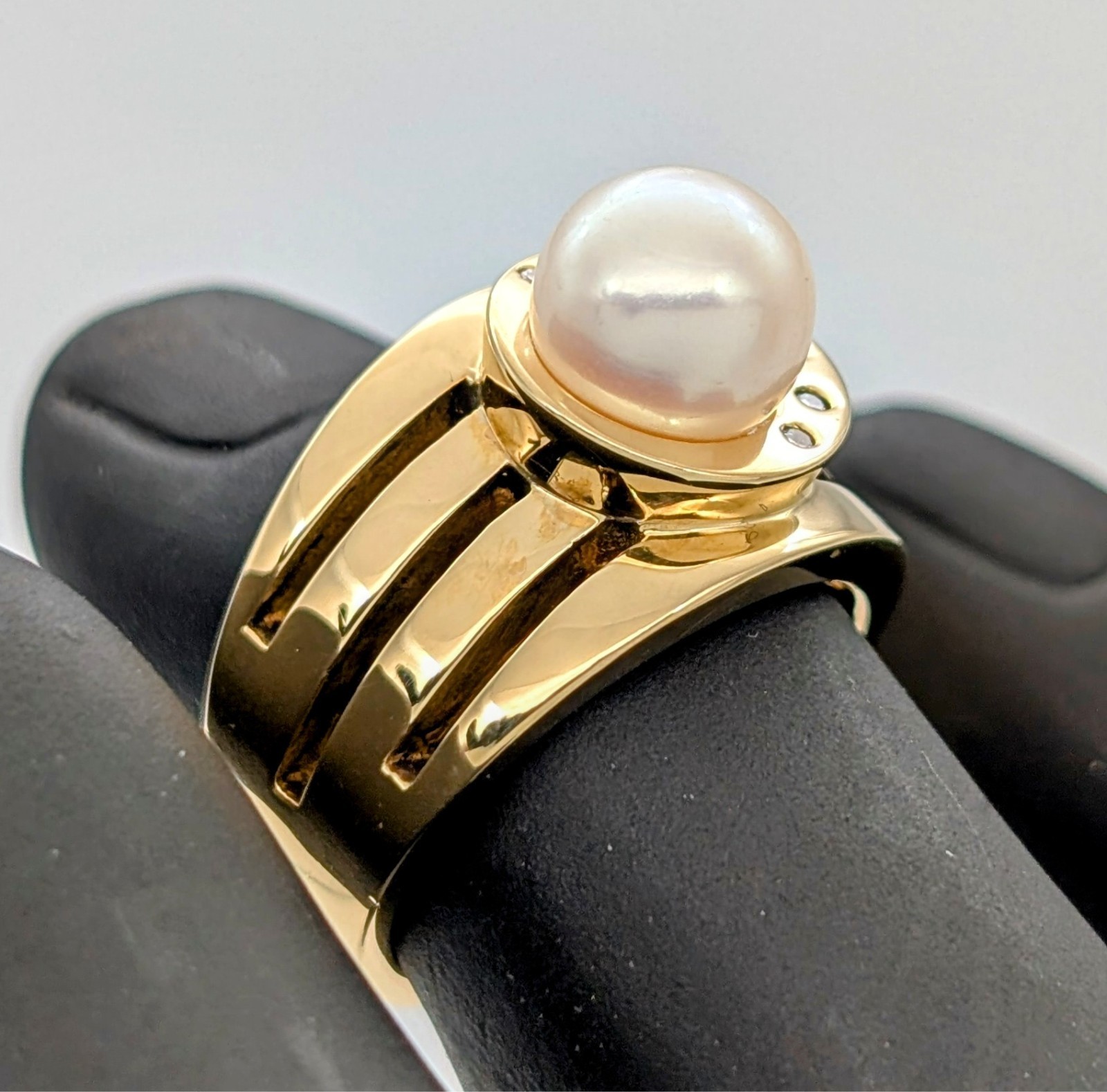 Jette Joop 750/18K Gelbgold 0,29ct Brillant Ring - 20,10g - Perlenring #1370