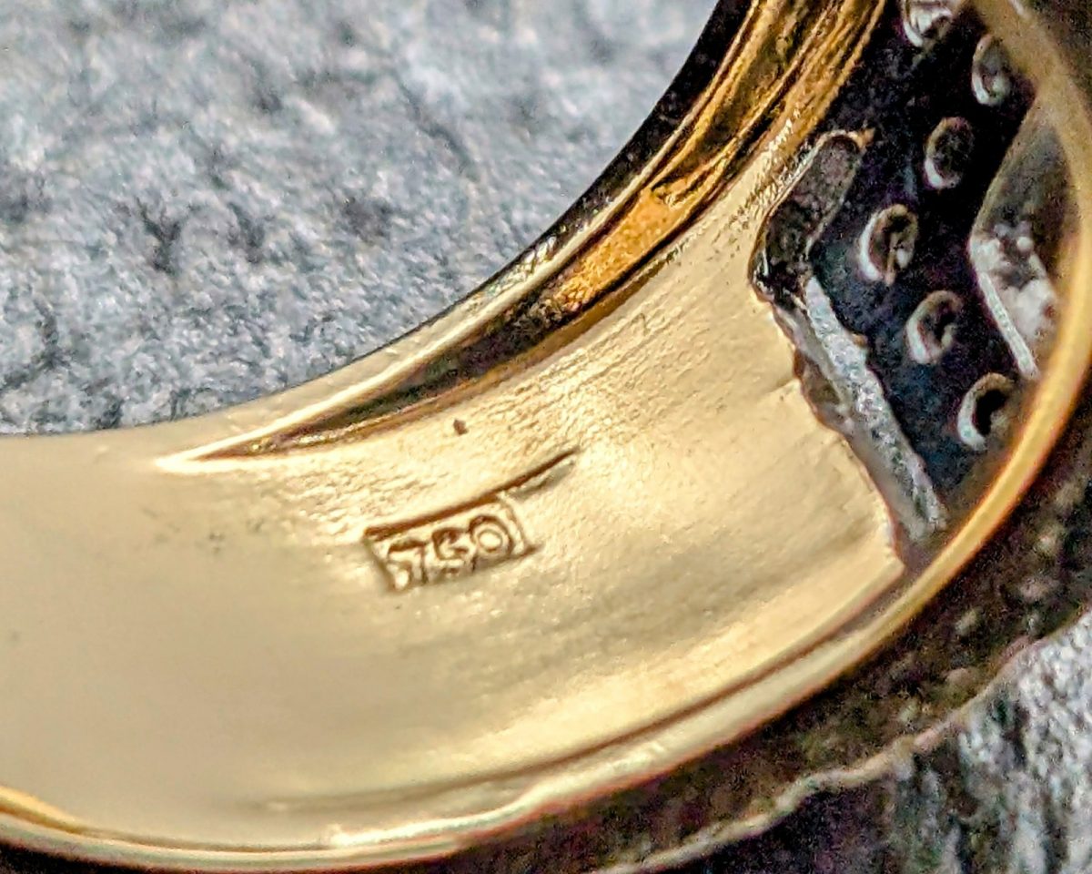 750/18K Gelbgold Medusa Brillanten Ring - 10,90g - Damenring [GR.51] #1432