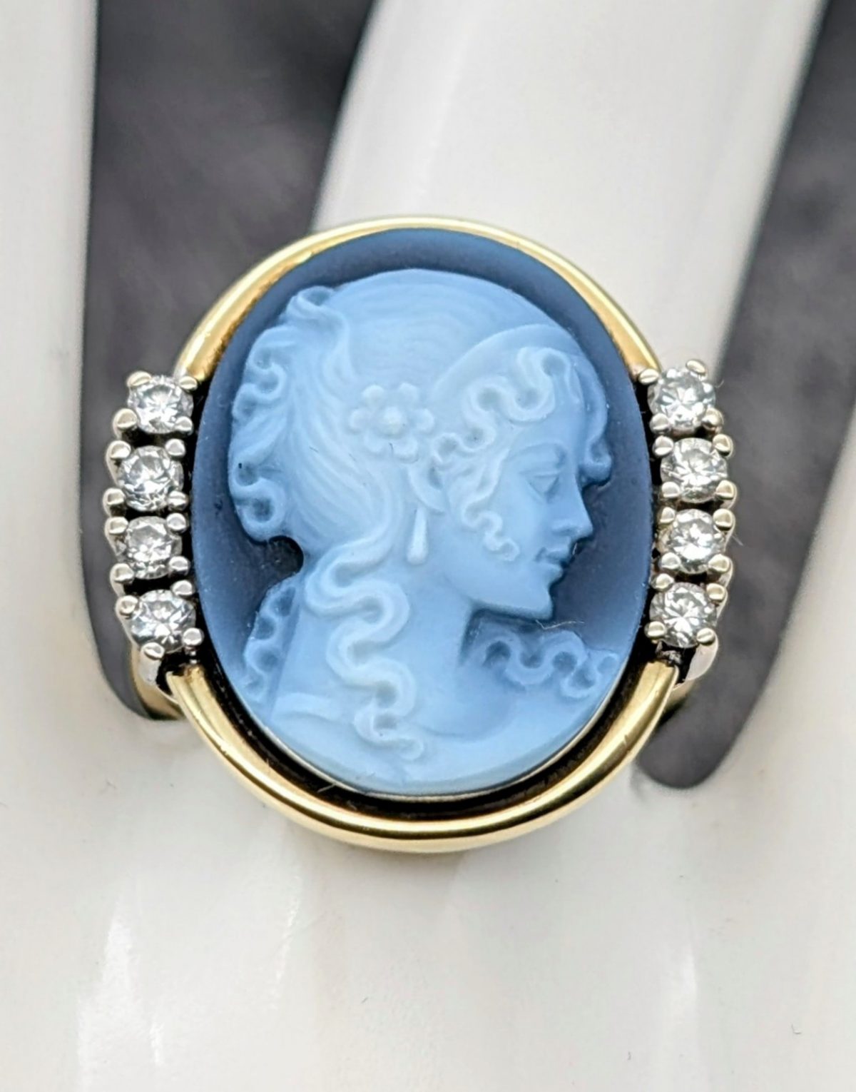 585/18K Gelbgold Lagenstein Brillanten Ring - 8,20g - Damenring [Gr.56] #1433