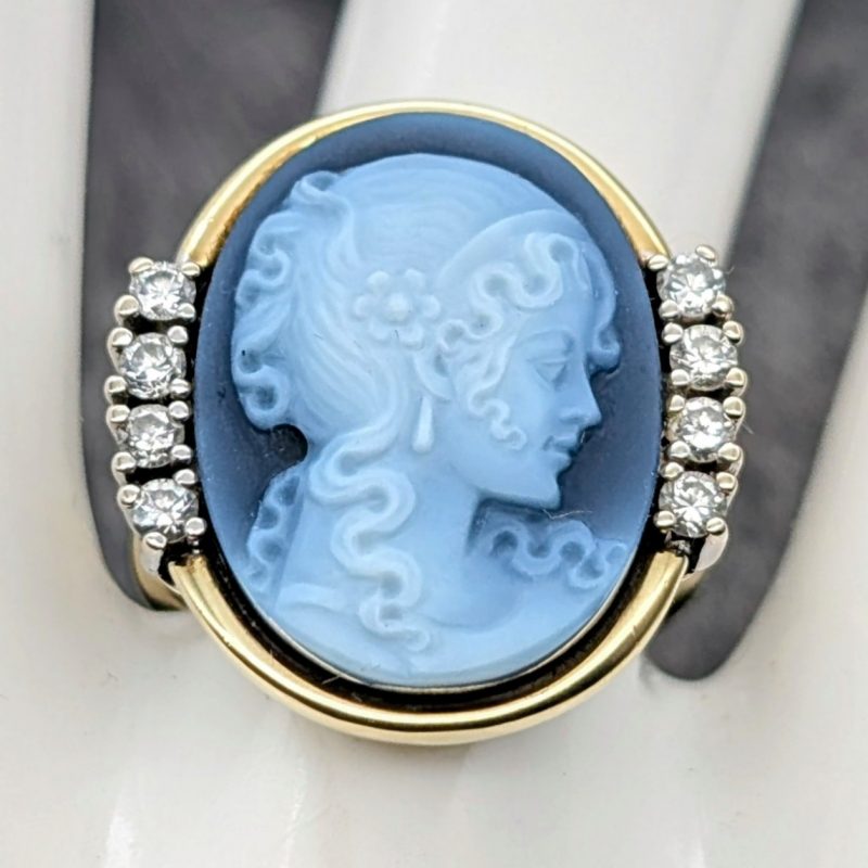 585/18K Gelbgold Lagenstein Brillanten Ring - 8,20g - Damenring [Gr.56] #1433
