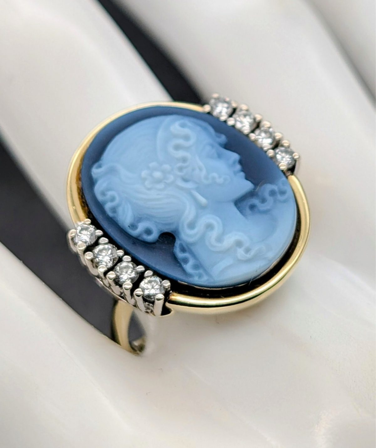 585/18K Gelbgold Lagenstein Brillanten Ring - 8,20g - Damenring [Gr.56] #1433
