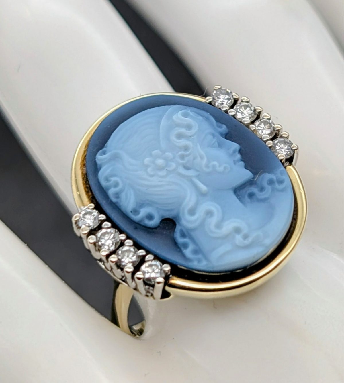 585/18K Gelbgold Lagenstein Brillanten Ring - 8,20g - Damenring [Gr.56] #1433