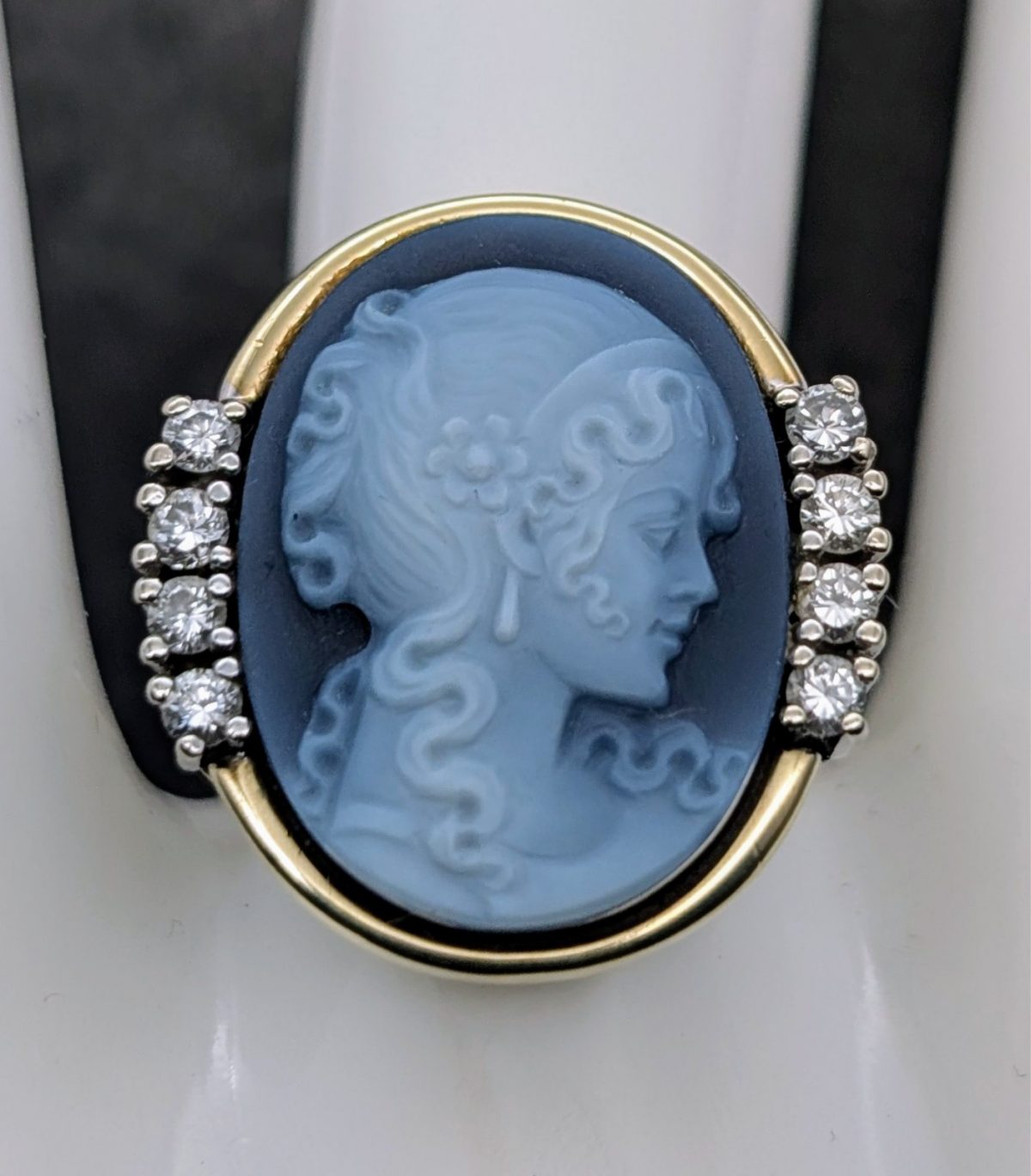 585/18K Gelbgold Lagenstein Brillanten Ring - 8,20g - Damenring [Gr.56] #1433