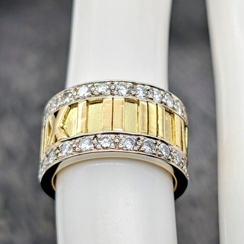 750/18K Gelbgold Römischer Brillanten Ring - 13,20g - Damenring [GR.47] #1431