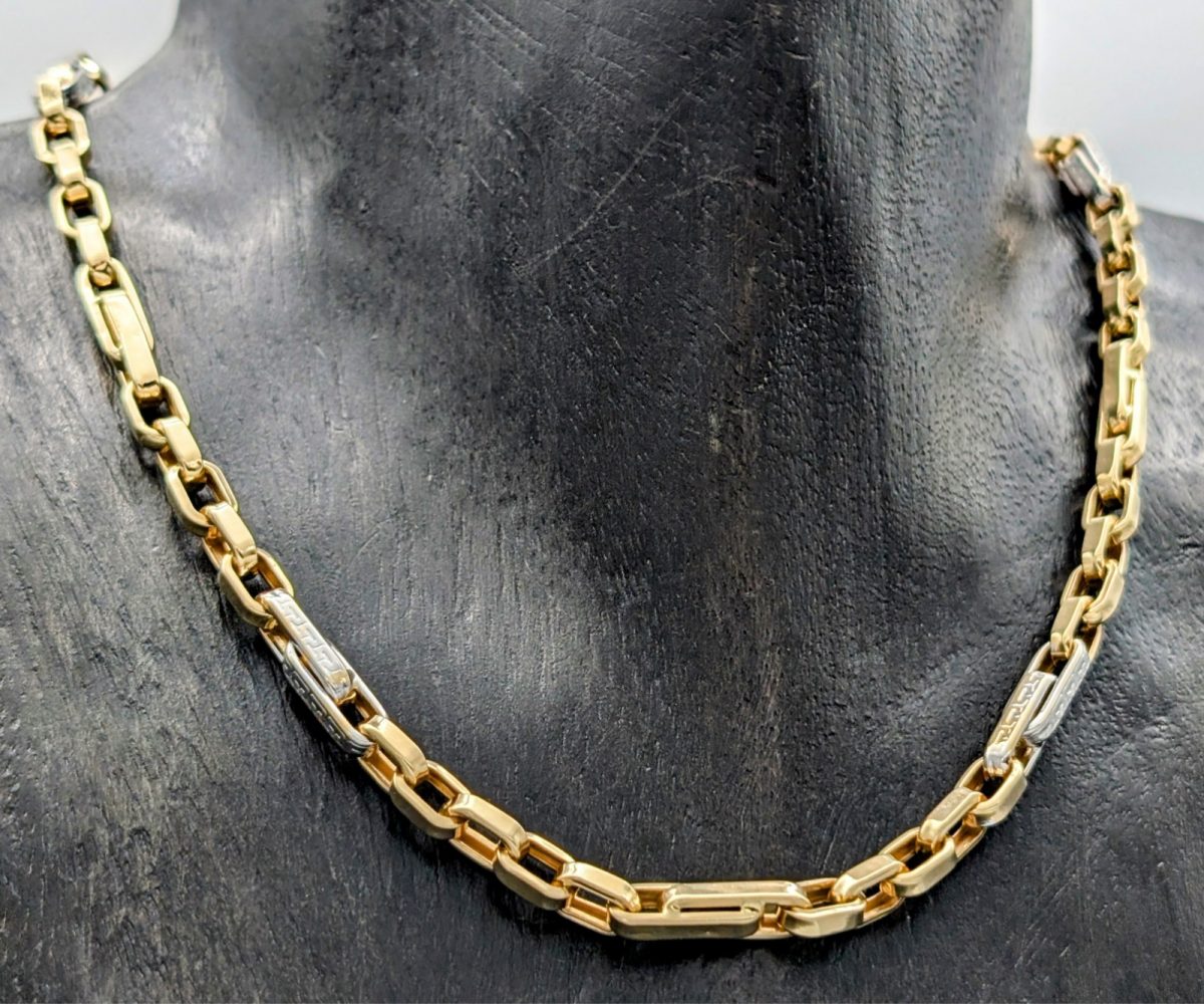 585/14K Gelbgold Medusa Halskette - 22,20 g - Gliederkette Kette 48cm #1254