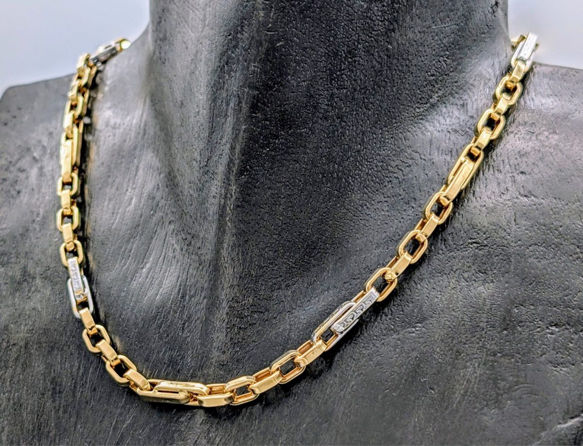 585/14K Gelbgold Medusa Halskette - 22,20 g - Gliederkette Kette 48cm #1254