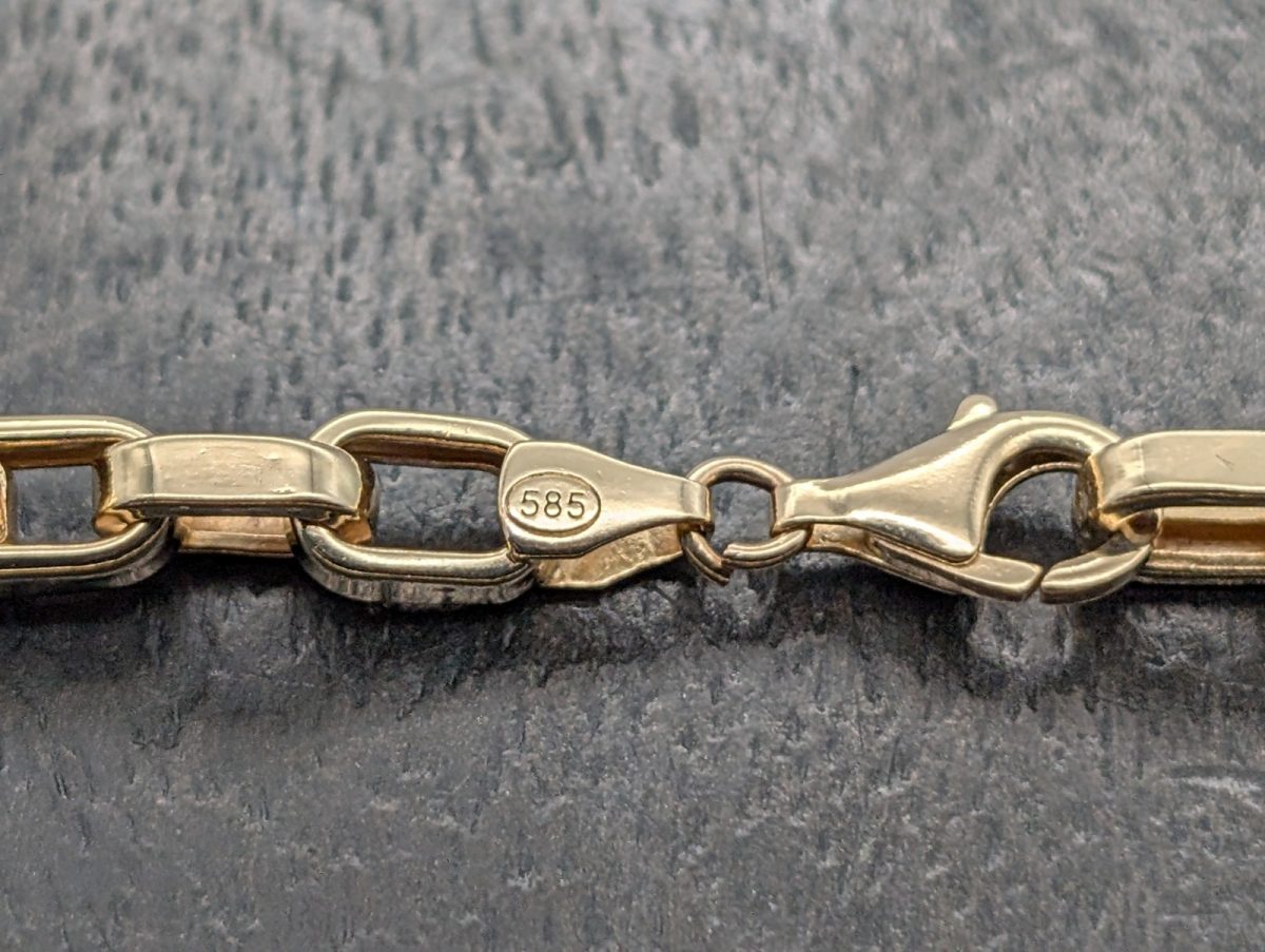 585/14K Gelbgold Medusa Halskette - 22,20 g - Gliederkette Kette 48cm #1254