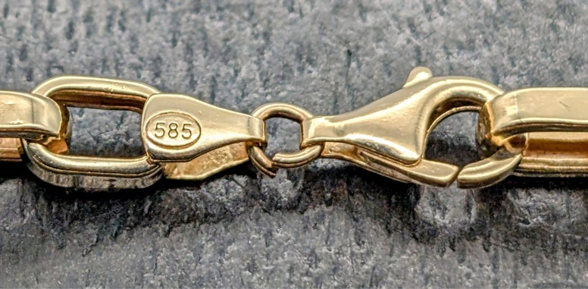 585/14K Gelbgold Medusa Halskette - 22,20 g - Gliederkette Kette 48cm #1254