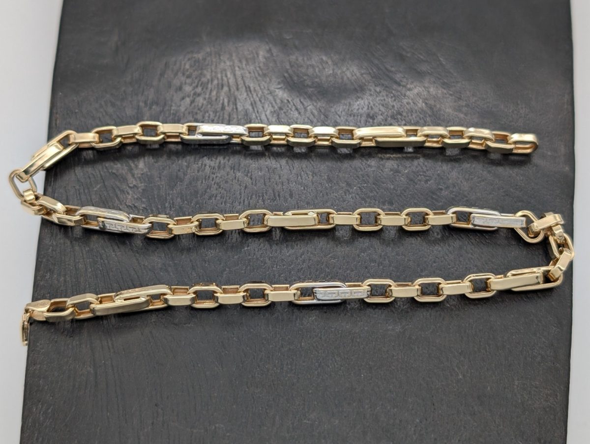 585/14K Gelbgold Medusa Halskette - 22,20 g - Gliederkette Kette 48cm #1254