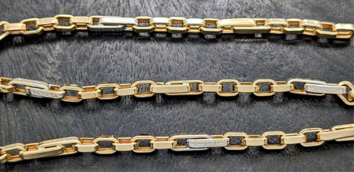 585/14K Gelbgold Medusa Halskette - 22,20 g - Gliederkette Kette 48cm #1254