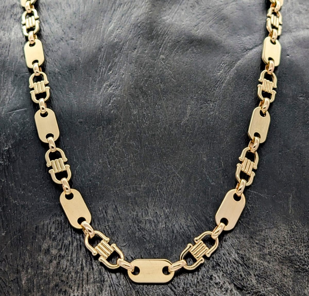 585/14K Gelbgold Steigbügelkette - 75,50 g - Plattenkette Kette 70cm #1497