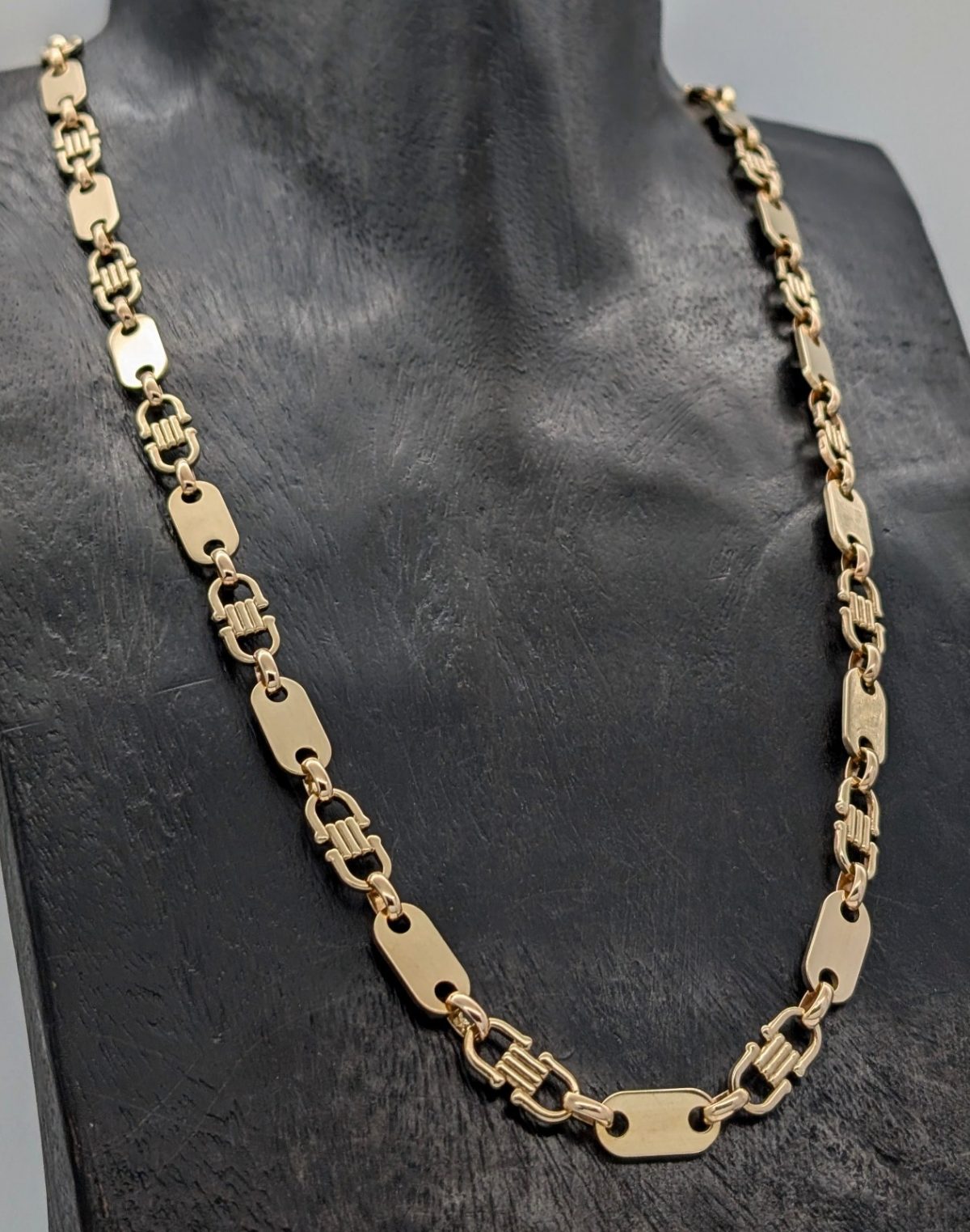 585/14K Gelbgold Steigbügelkette - 75,50 g - Plattenkette Kette 70cm #1497