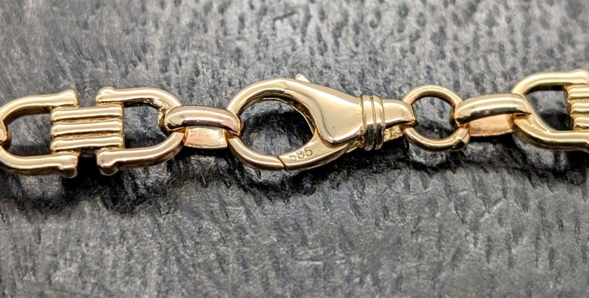 585/14K Gelbgold Steigbügelkette - 75,50 g - Plattenkette Kette 70cm #1497