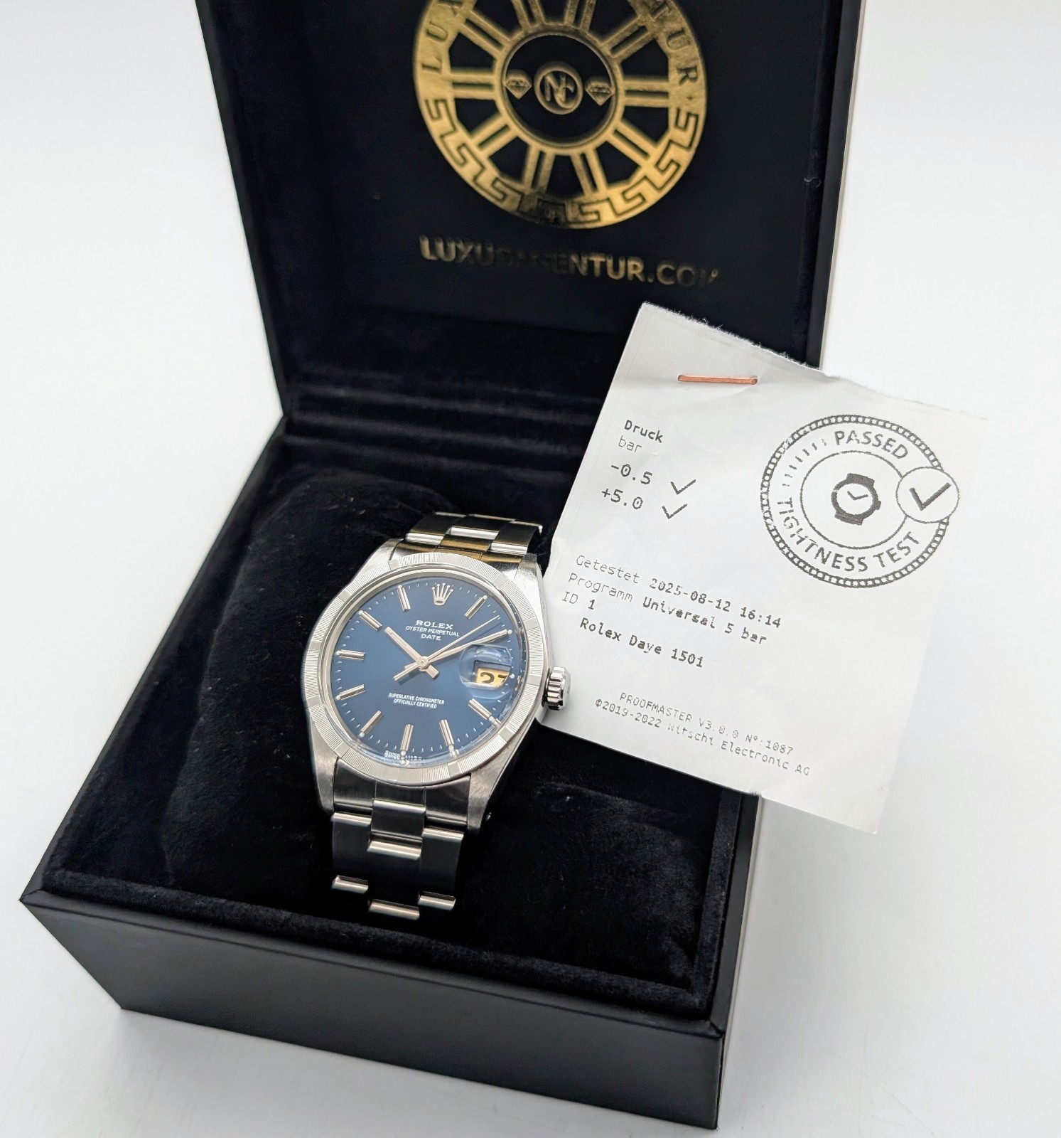 Rolex Oyster Perpetual Date 1501 Ø34mm 1973 Blue Dial Uhr #1339