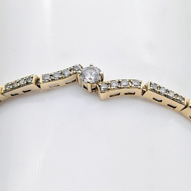 585/14K Gelbgold Damen Zirkon Armband - 9,65g - Gliederkette 19,50cm #1549