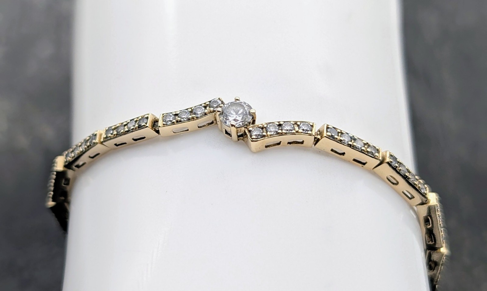 585/14K Gelbgold Damen Zirkon Armband - 9,65g - Gliederkette 19,50cm #1549