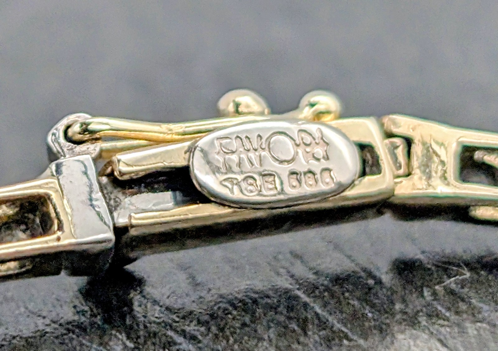 585/14K Gelbgold Damen Zirkon Armband - 9,65g - Gliederkette 19,50cm #1549