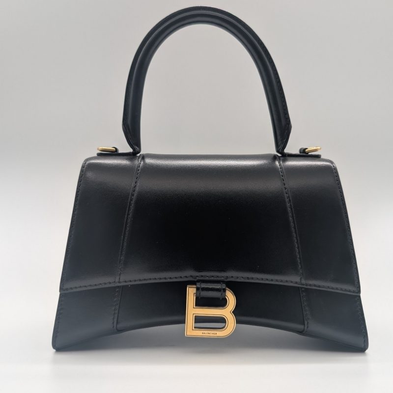 BALENCIAGA Hourglass Top Handle XS – Schwarz Leder Schultertasche #1623