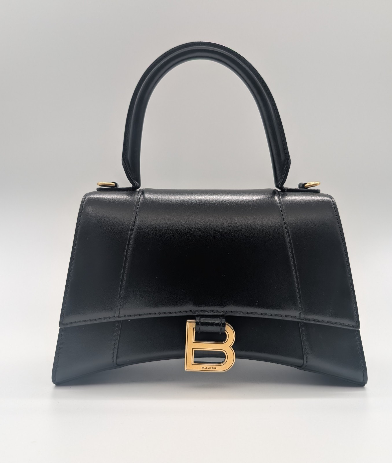 BALENCIAGA Hourglass Top Handle XS – Schwarz Leder Schultertasche #1623