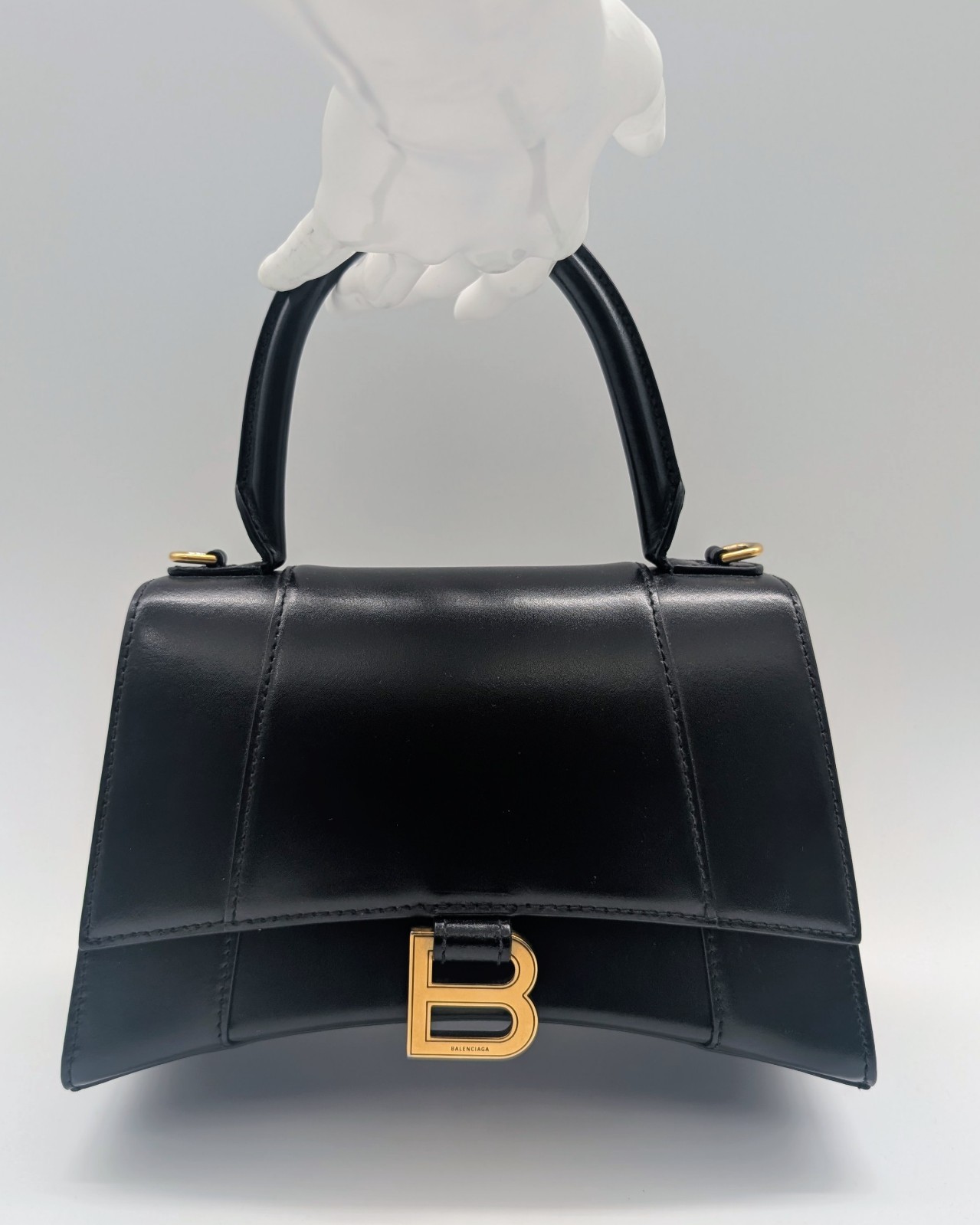 BALENCIAGA Hourglass Top Handle XS – Schwarz Leder Schultertasche #1623