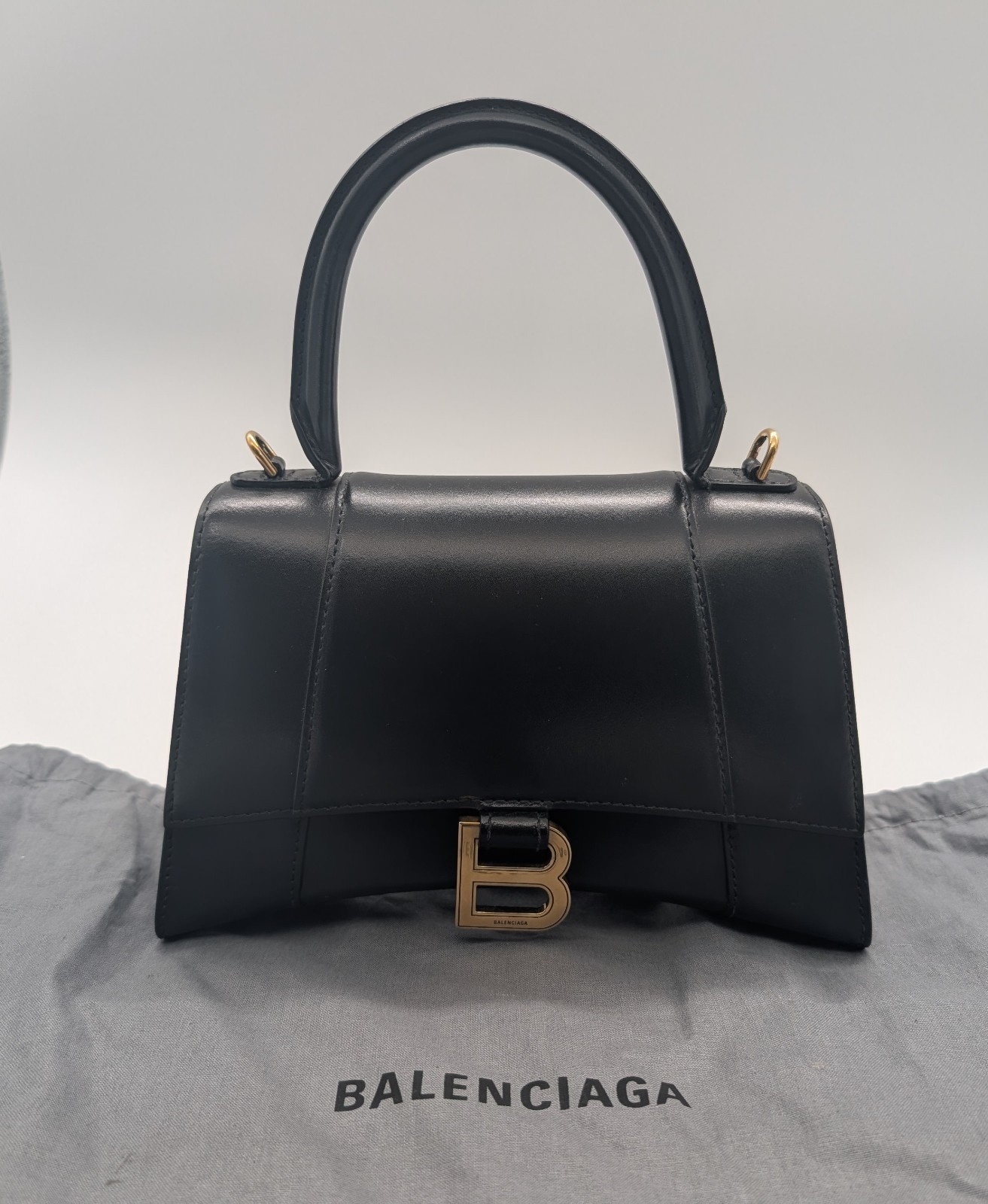 BALENCIAGA Hourglass Top Handle XS – Schwarz Leder Schultertasche #1623